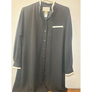 Evan Picone Dress Black Long Sleeve Button Down Career Wear Vintage Size 12